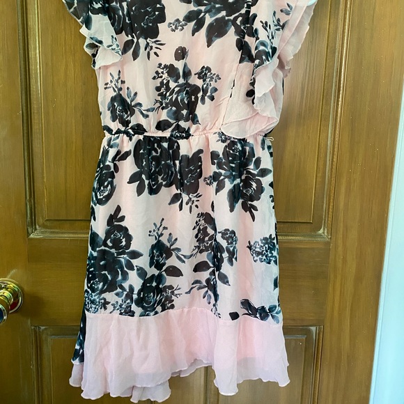 Girls Pink & Black Floral Dress - Picture 2 of 3